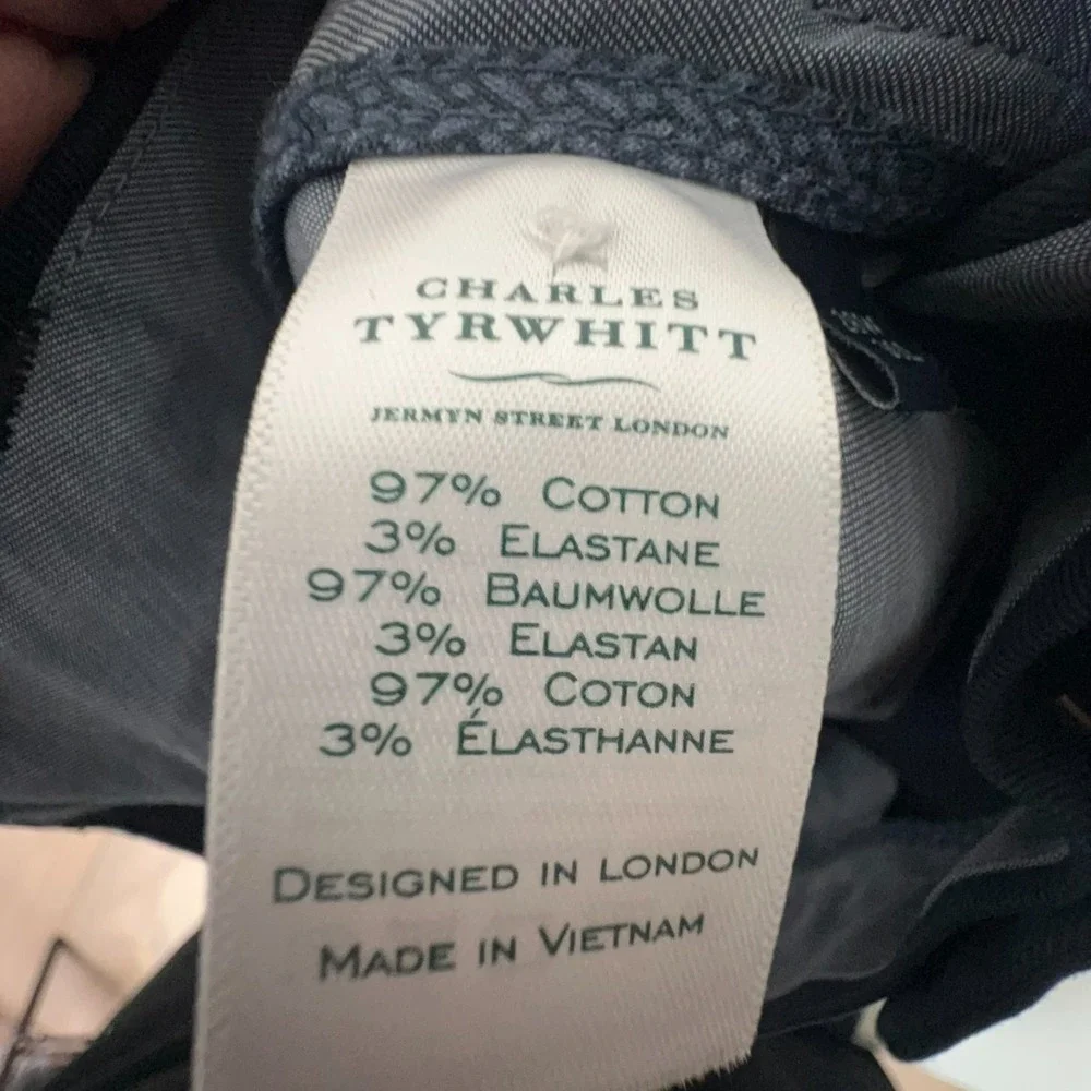 Charles Tyrwhitt Navy Blue Chino Pants Mens 28x30 New Extra Slim‎ Fit Straight